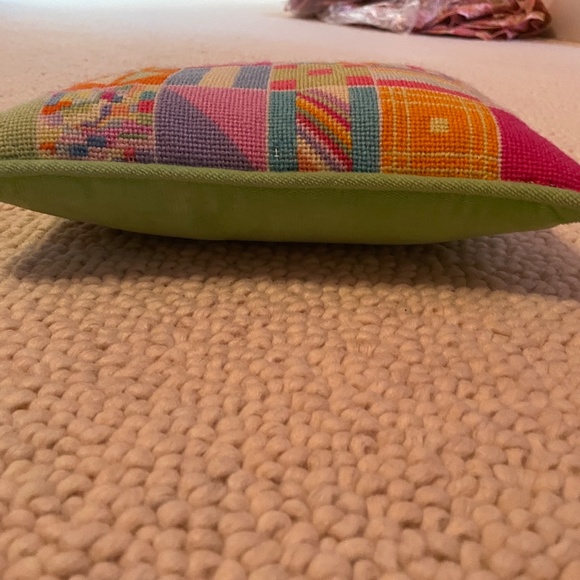 HOST PICK ⭐COLORFUL NEEDLEPOINT PILLOW— FABULOUS GEOMETRIC DESIGN- VELVET BACKED - Picture 4 of 5